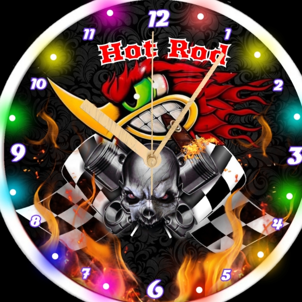 Hot Rod Wall Clock with Vibrant Colors